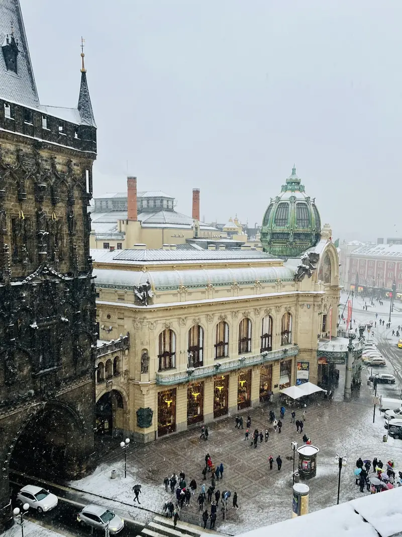 Powder Tower and Municipal House viewed from the Czech National Bank